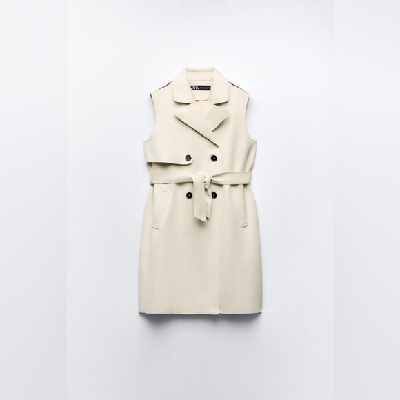 ZARA ~ LONG FAUX SUEDE WAISTCOAT - Picture 9 of 11